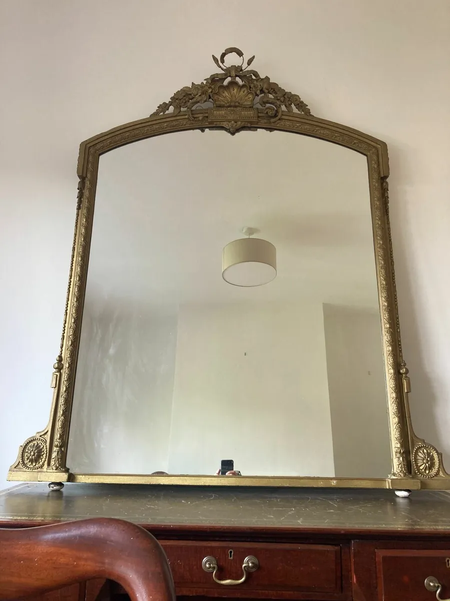 Antique Over Mantle Mirror - Large - Image 1