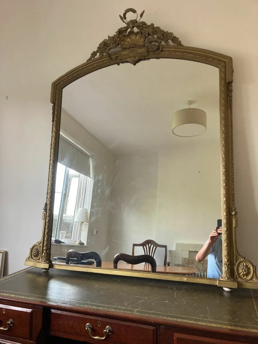 Antique Over Mantle Mirror - Large - Image 2