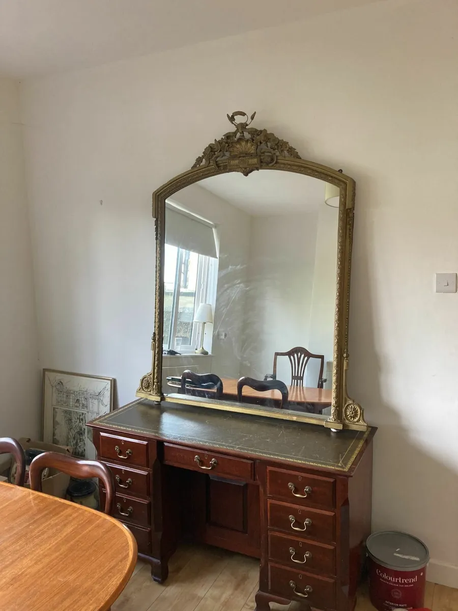 Antique Over Mantle Mirror - Large - Image 3