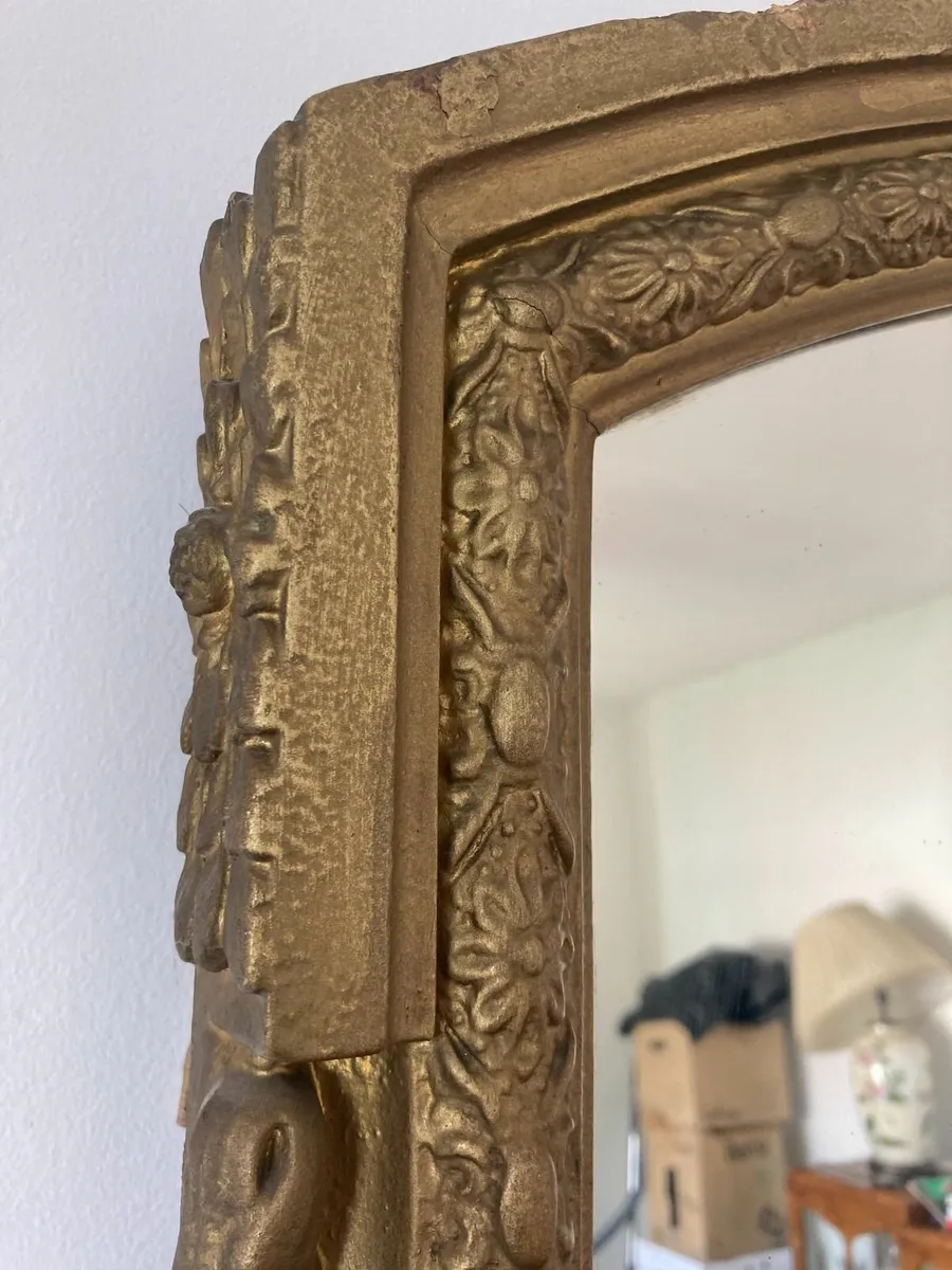 Antique Over Mantle Mirror - Large - Image 4