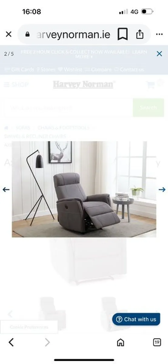 Grey fabric recliner electric - Image 3