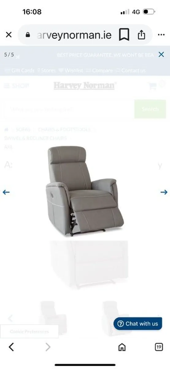 Grey fabric recliner electric - Image 4