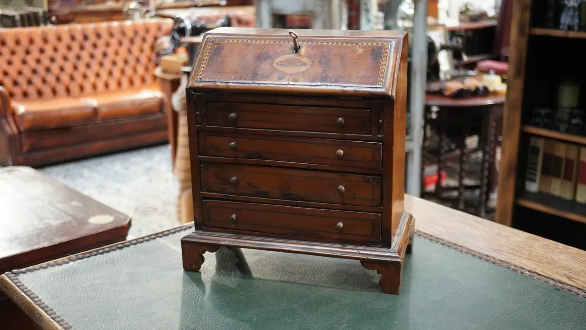 Antique Miniature Slant-Front Desk in Yew Wood - Image 1