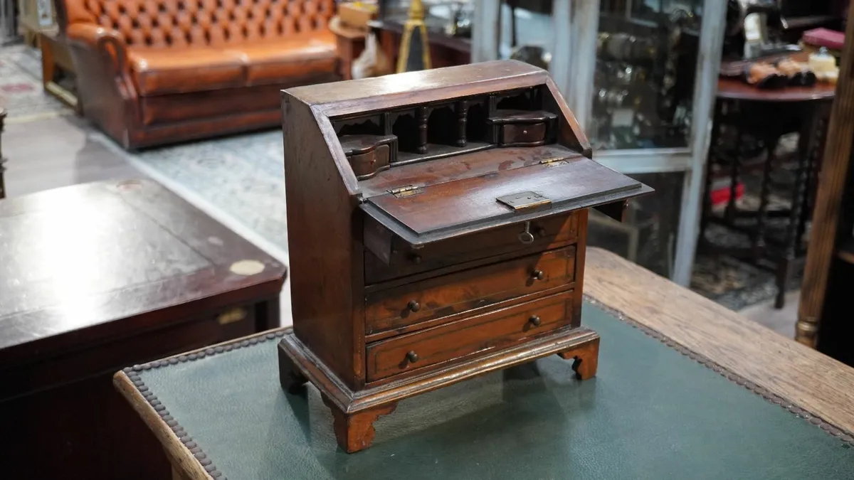 Antique Miniature Slant-Front Desk in Yew Wood - Image 3