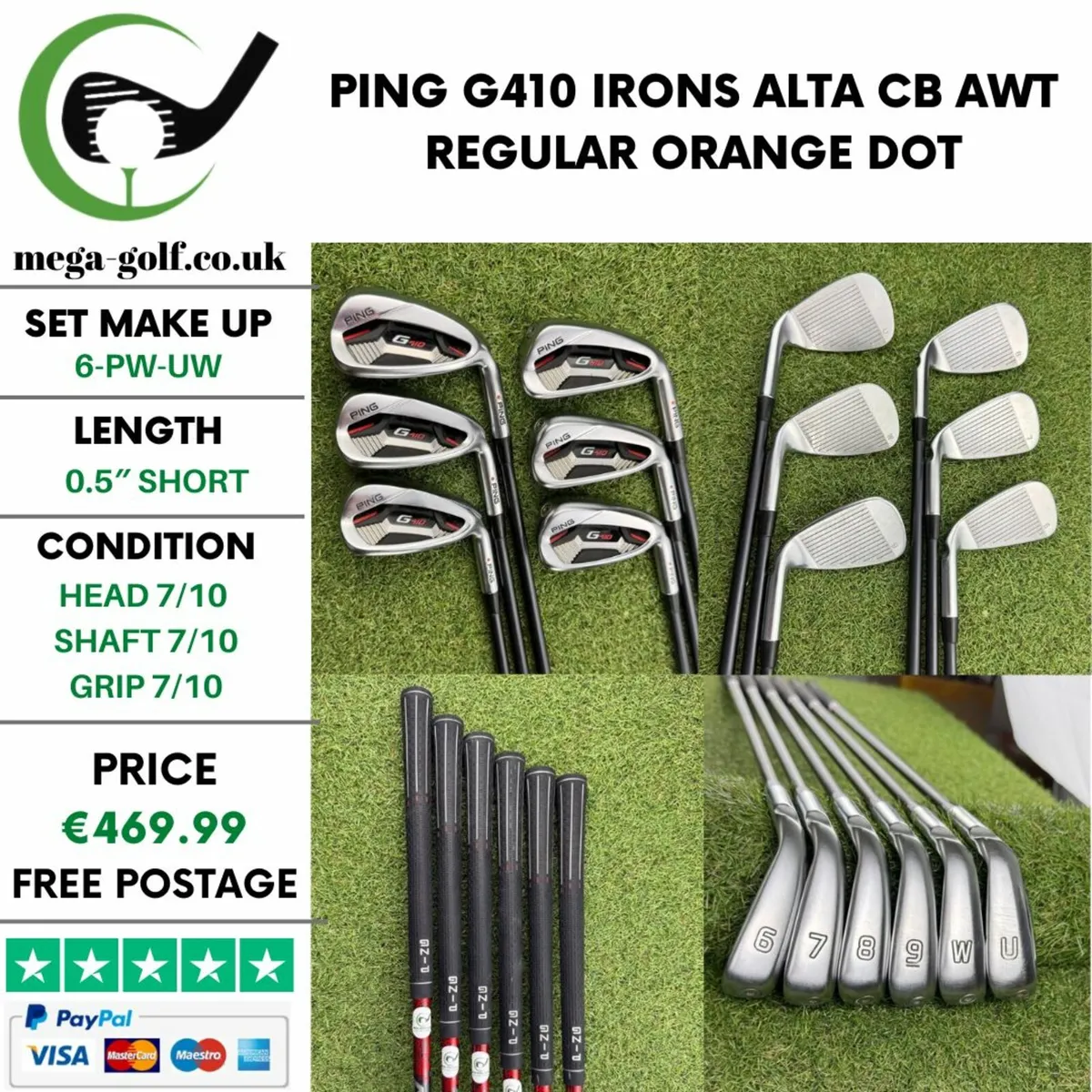 PING G410 IRONS / 6-PW-UW / ALTA CB AWT REGULAR - Image 1