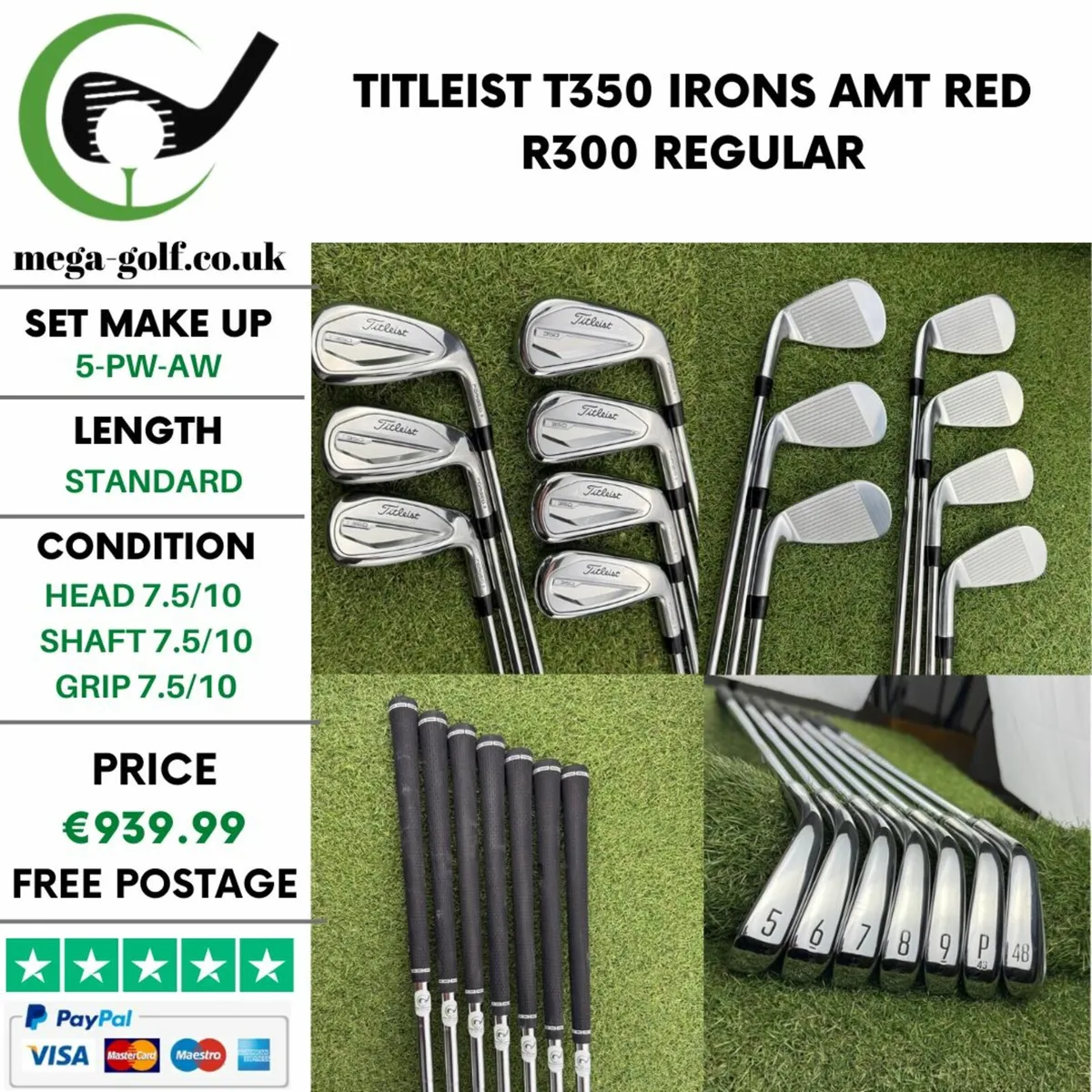 TITLEIST T350 IRONS / 5-PW-AW /  REGULAR - Image 1