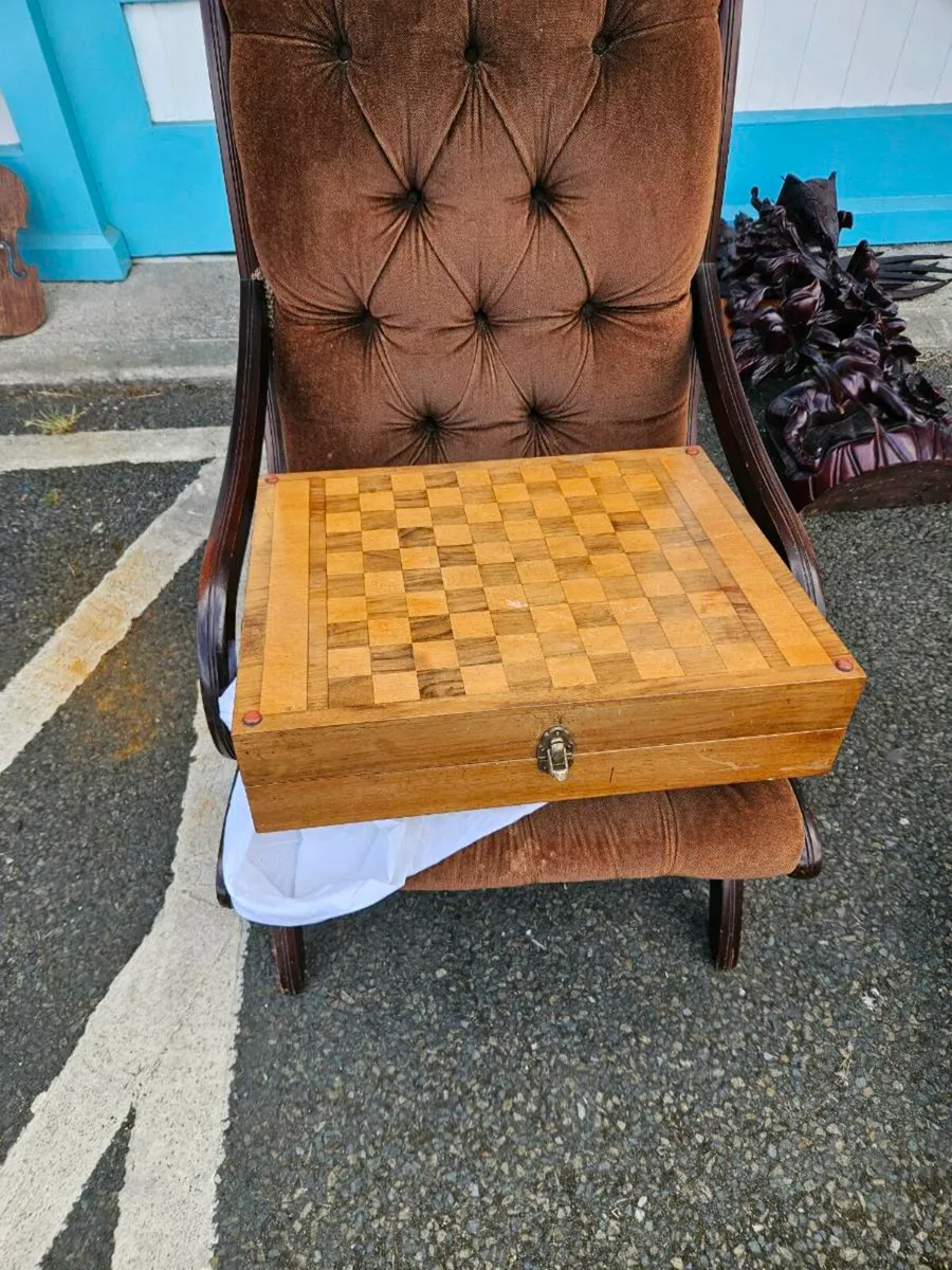 Vintage Henri Basile Chess Games Table - Image 1