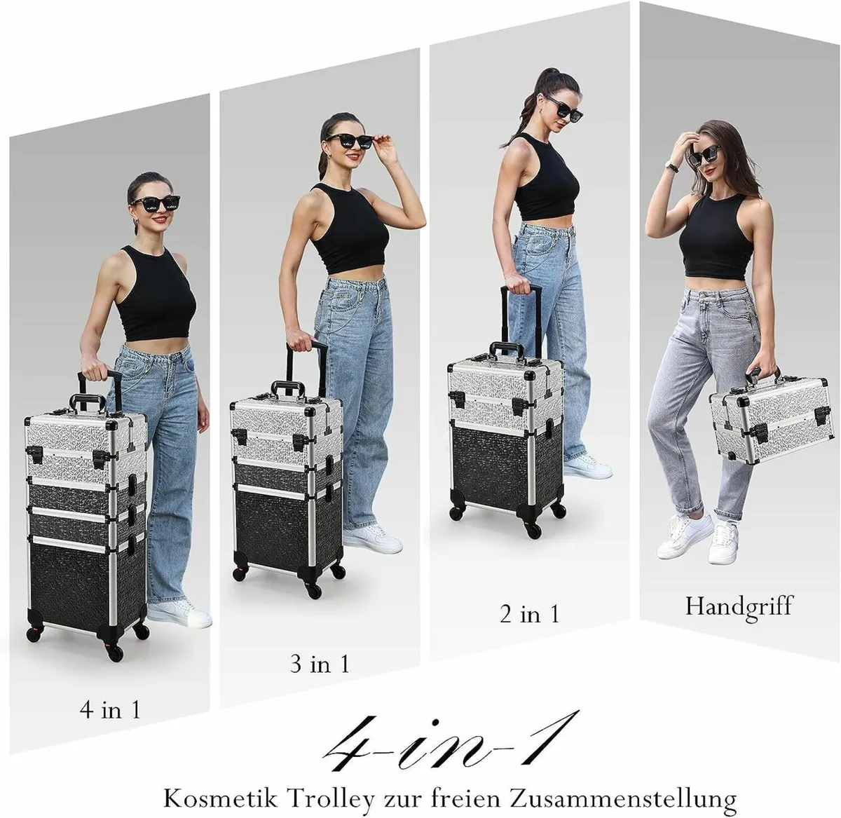 Makeup Trolley Cosmetic Case with Detachable - Image 3