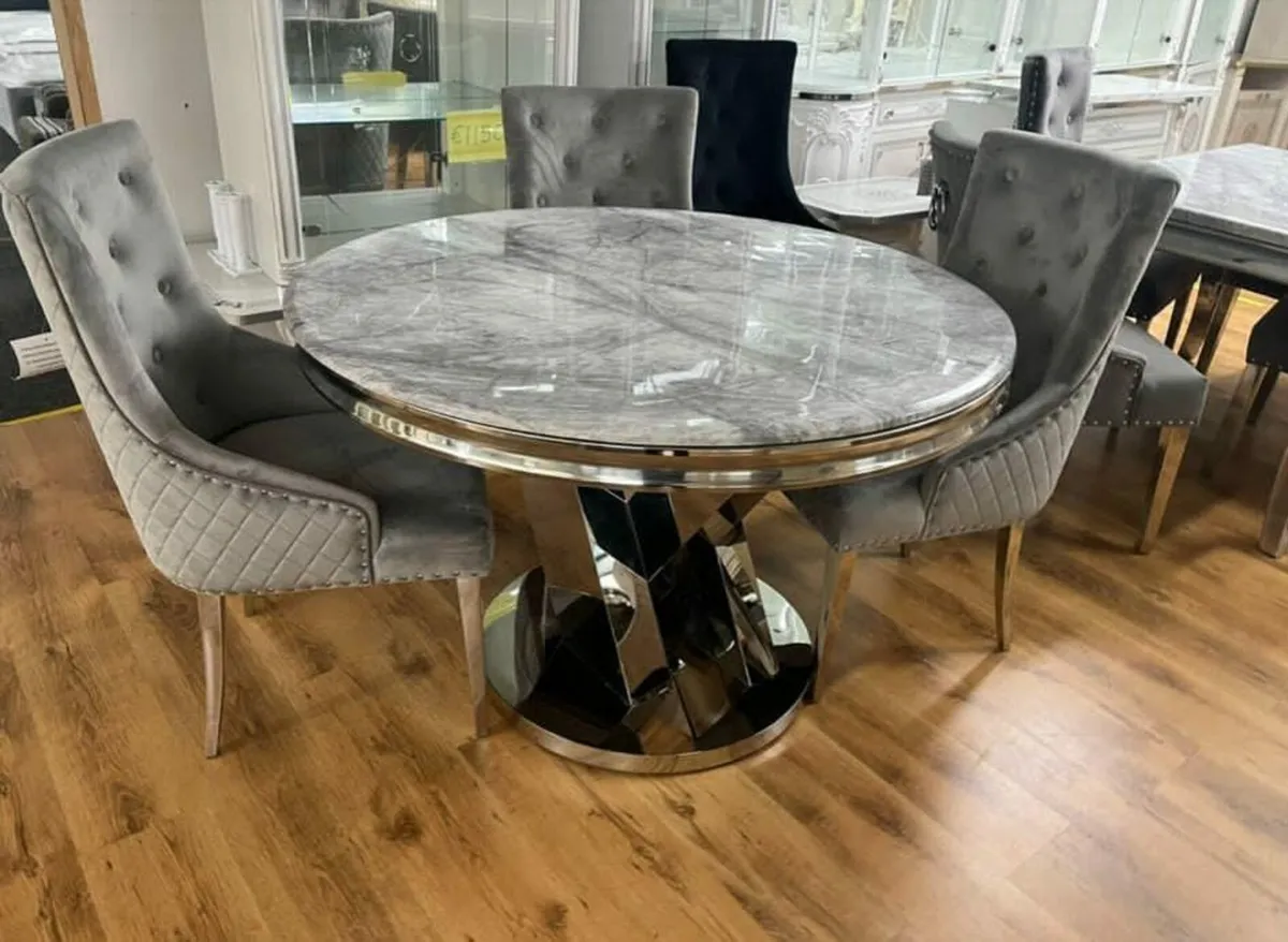Marble Kitchen Dining Table With Chairs - Image 2
