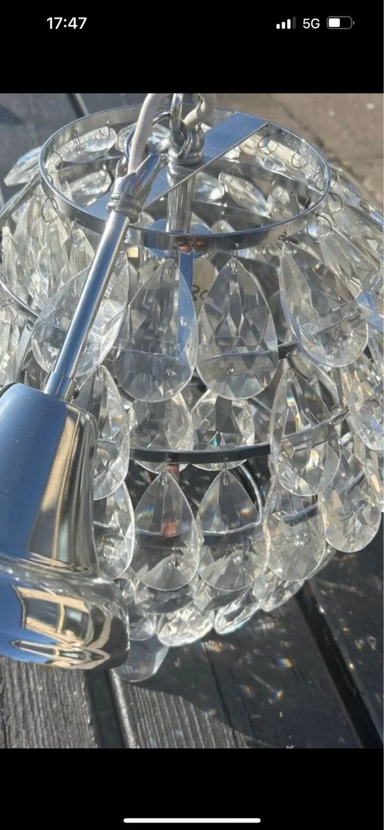 Chrome Living room light with crystals - Image 1