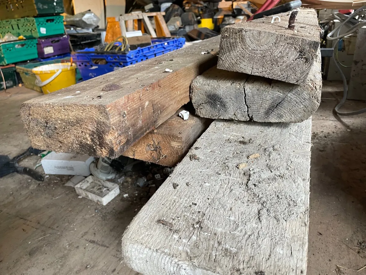 8 Large Rustic Wooden Beams - Image 1
