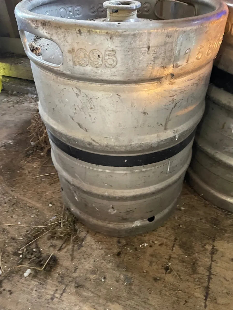 3 Empty Stainless Steel Beer Barrels 1995 1996 - Image 1