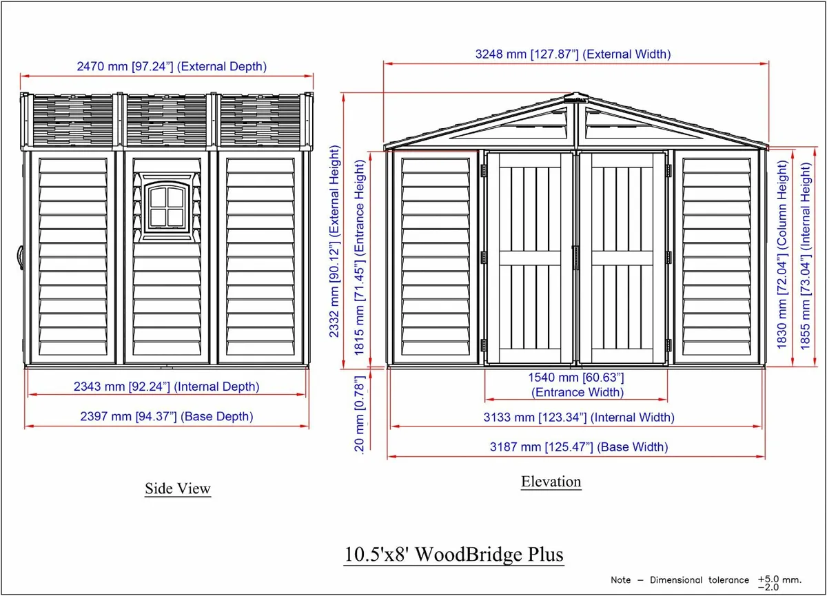 10x8 Wood Bridge Ivory Vinyl Plastic Shed.  Ivory - Image 4