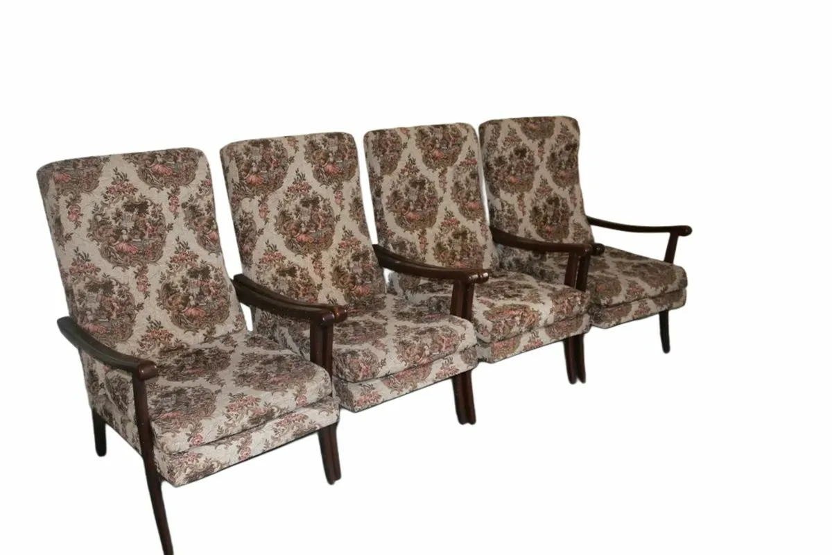 Vintage Floral Tapestry Fireside Chairs - Image 1