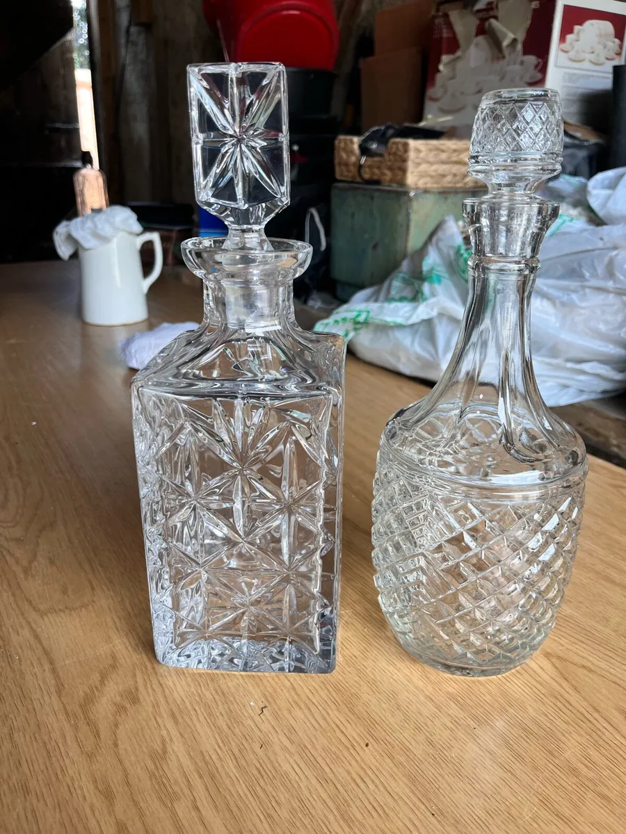 2 crystal whiskey decanters - Image 1