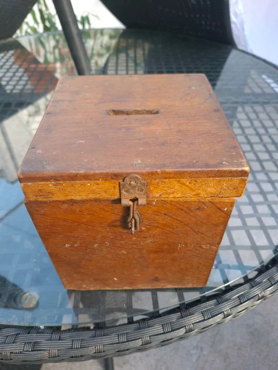 Antique Hardwood Church Collection Box - Image 2