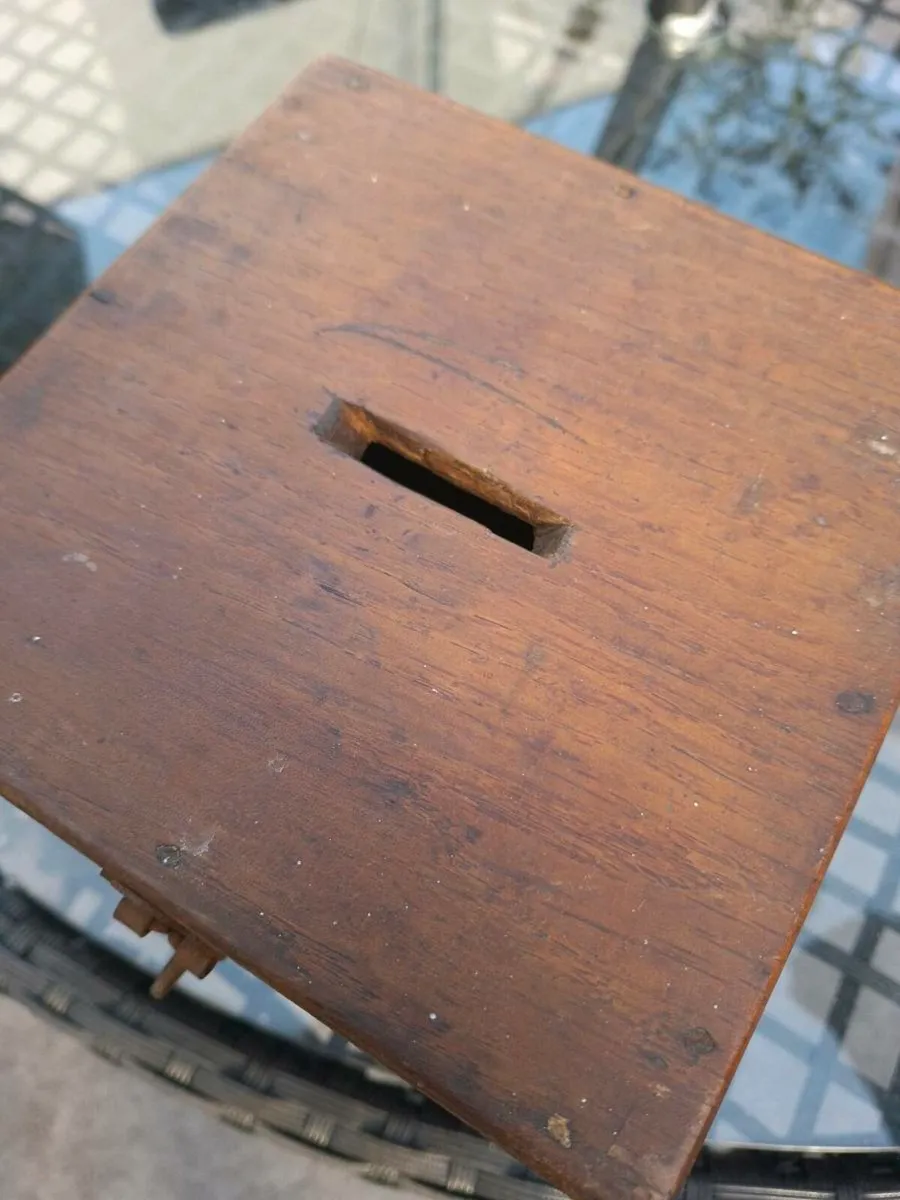 Antique Hardwood Church Collection Box - Image 3