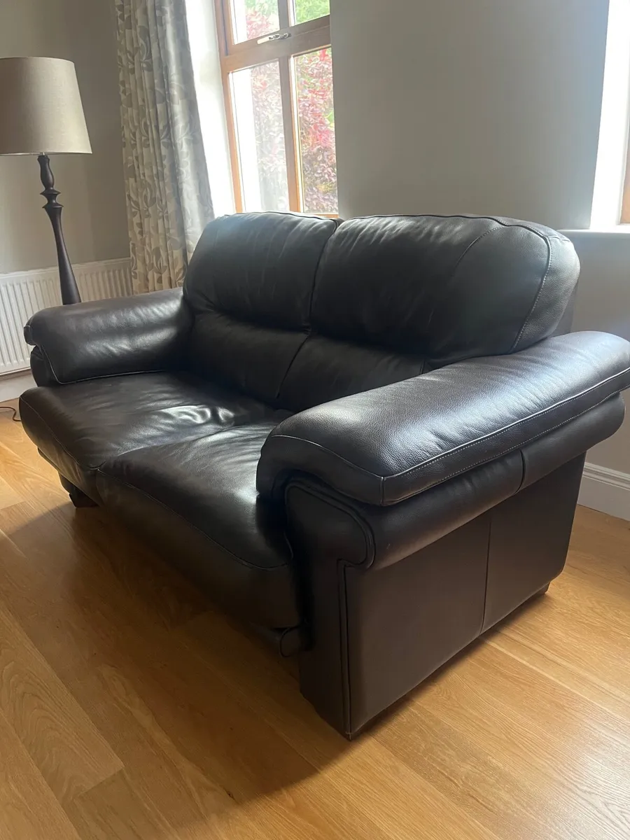 Brown Leather 2 Seater and 3 Seater Sofa - Image 4