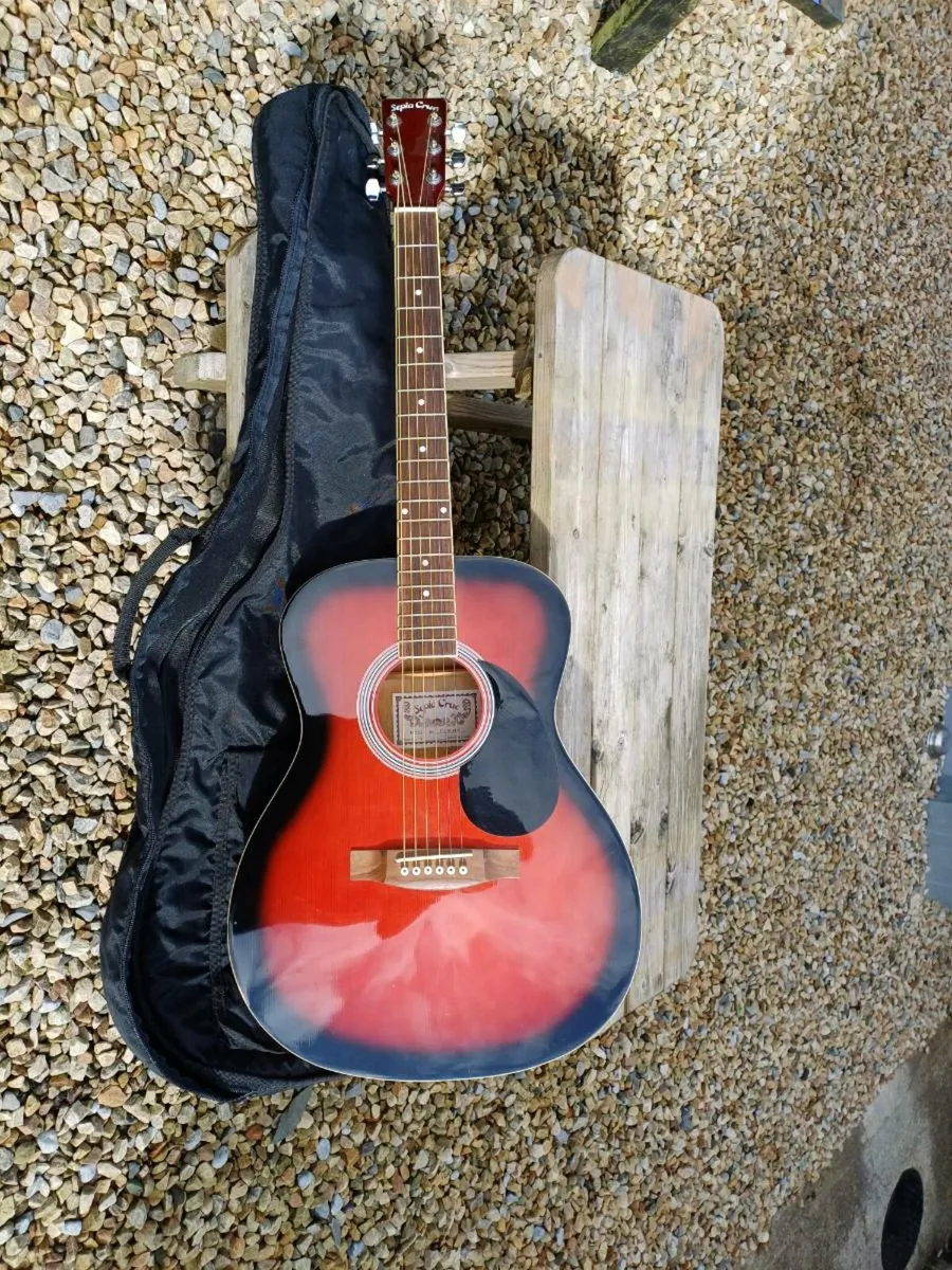 SepiaCrue Red Sunburst Accoustic Guitar - Image 2