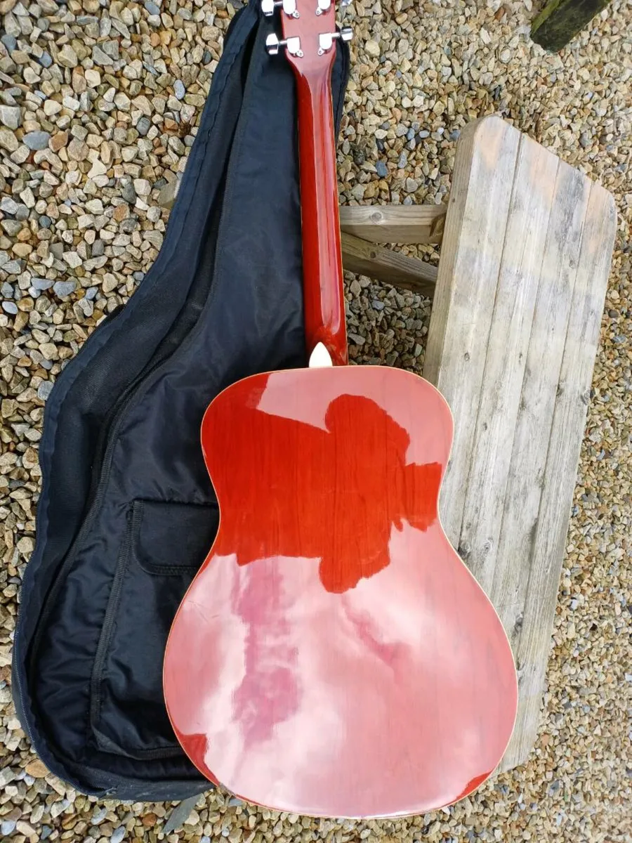 SepiaCrue Red Sunburst Accoustic Guitar - Image 4