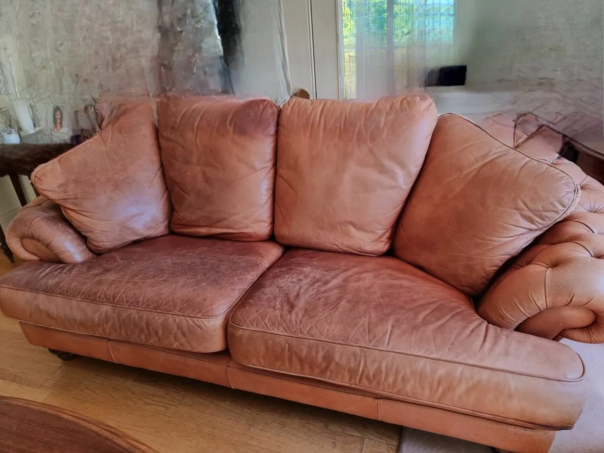 3 seater leather sofa - Image 1