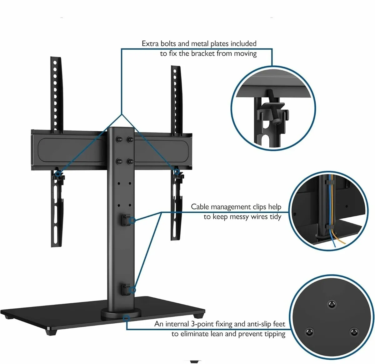 Universal Swivel Table Top TV Stand for 26-55 - Image 4