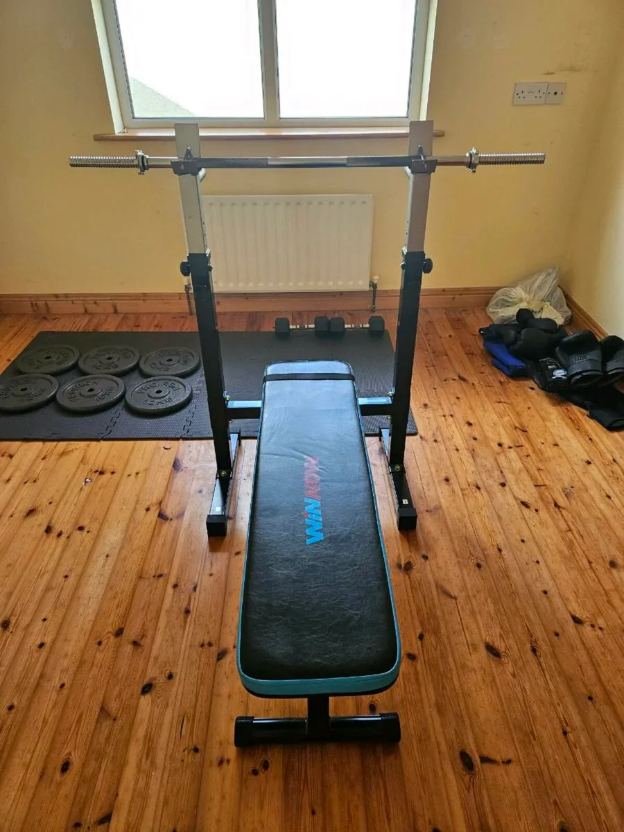 Weight Bench with Bar Bell and Dip Station - Image 2