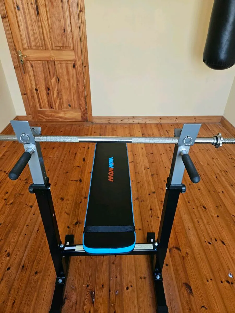 Weight Bench with Bar Bell and Dip Station - Image 3