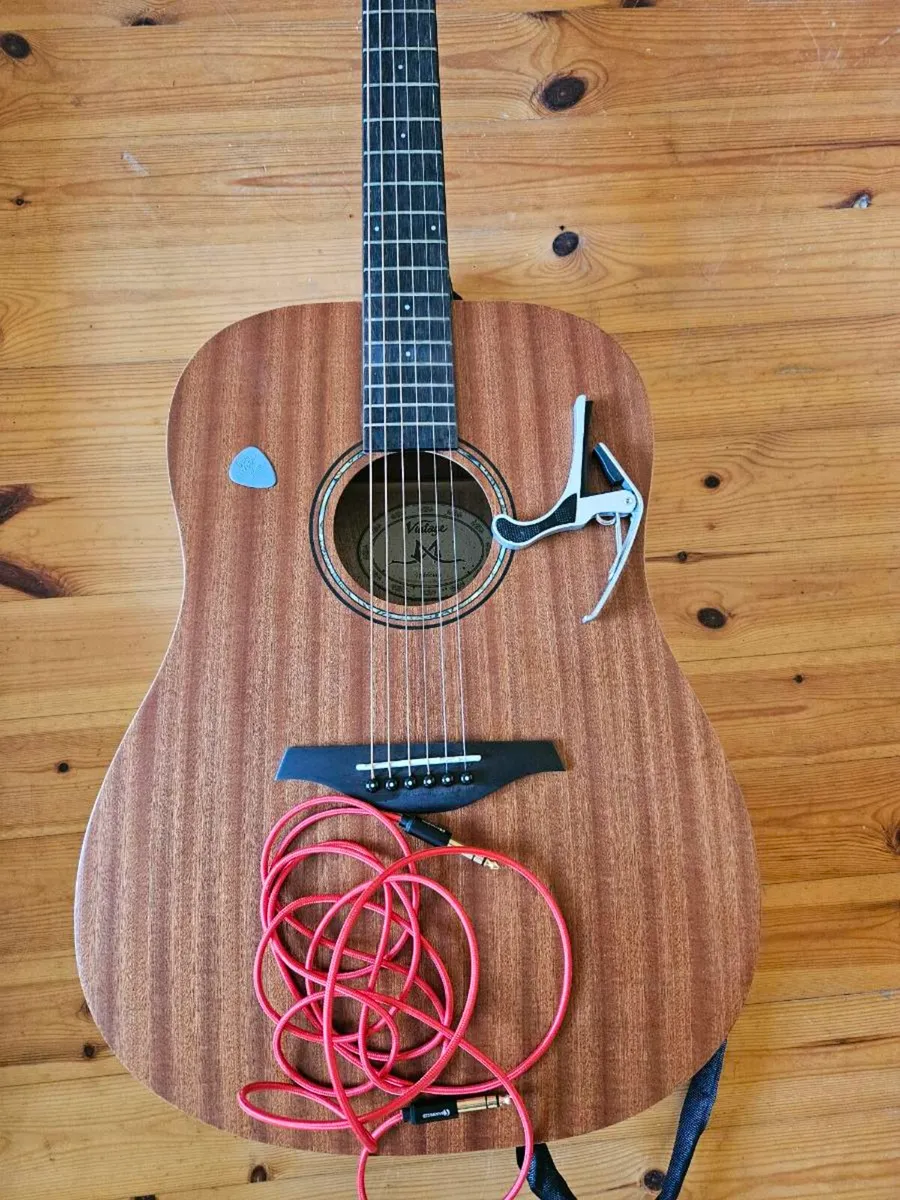 Acoustic Guitar (Case, capo, aux, pic included) - Image 3