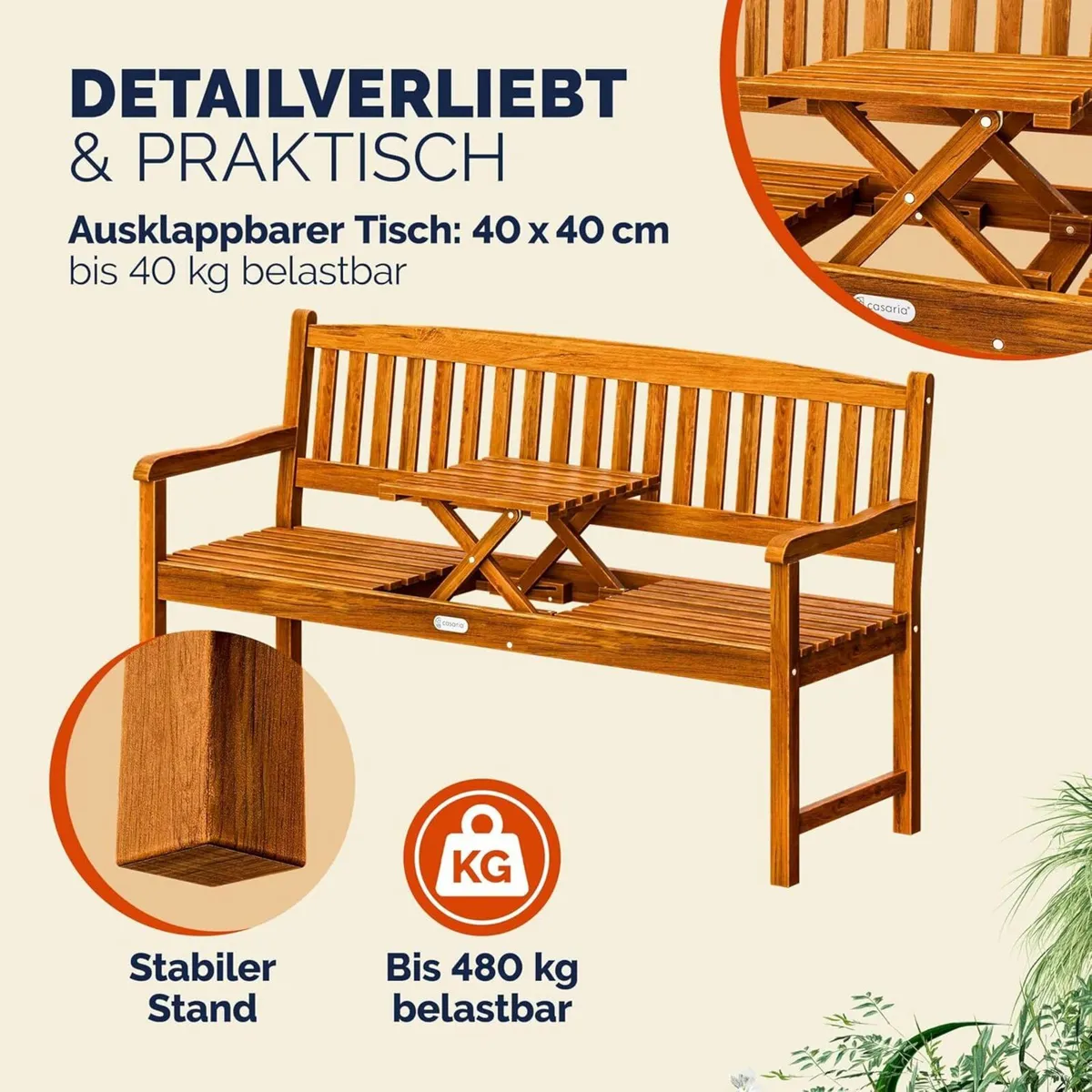 Garden Bench Weatherproof Wood with Cover - Image 2