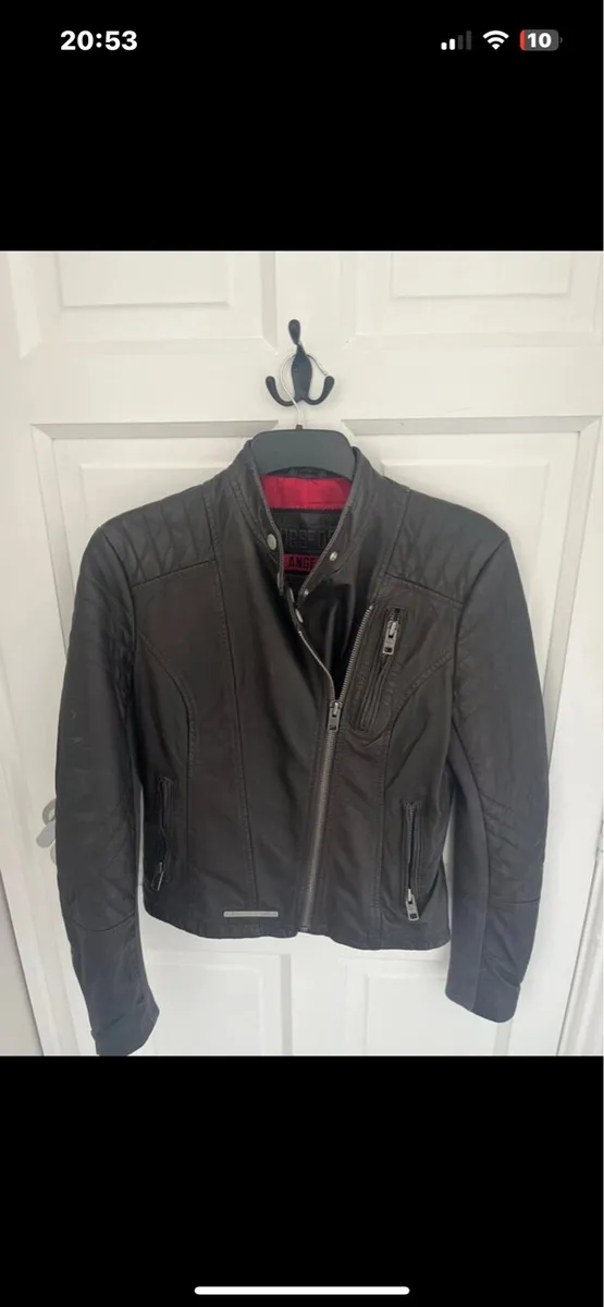 Superdry Brown Leather Jacket - Image 1