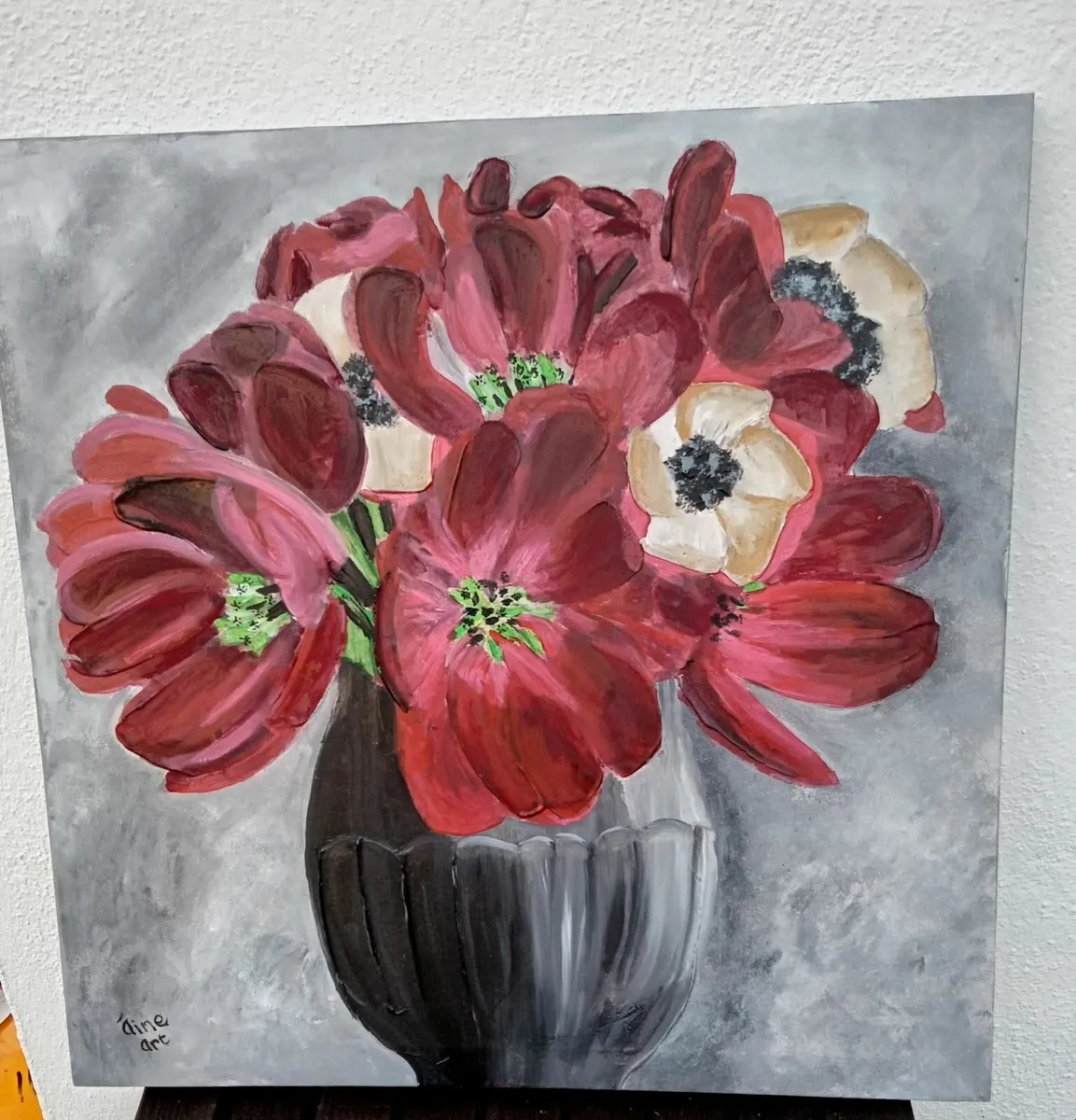 Original Painting  Red Tulips