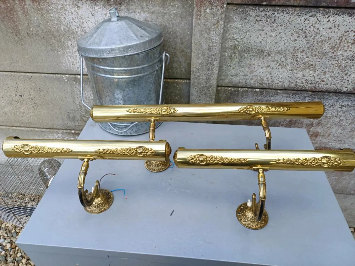 Vintage Brass Picture Lights - Image 1