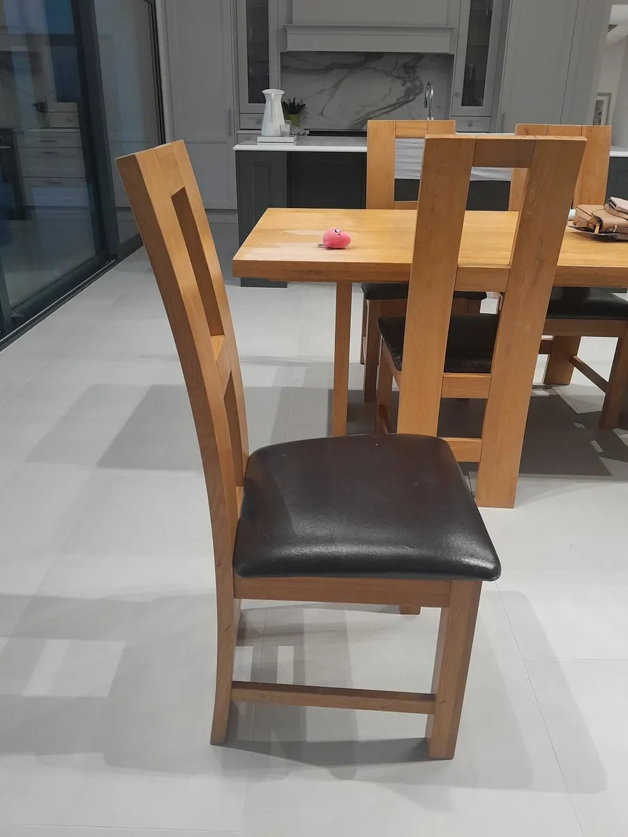 6 Solid Oak Dining Chairs - Image 3