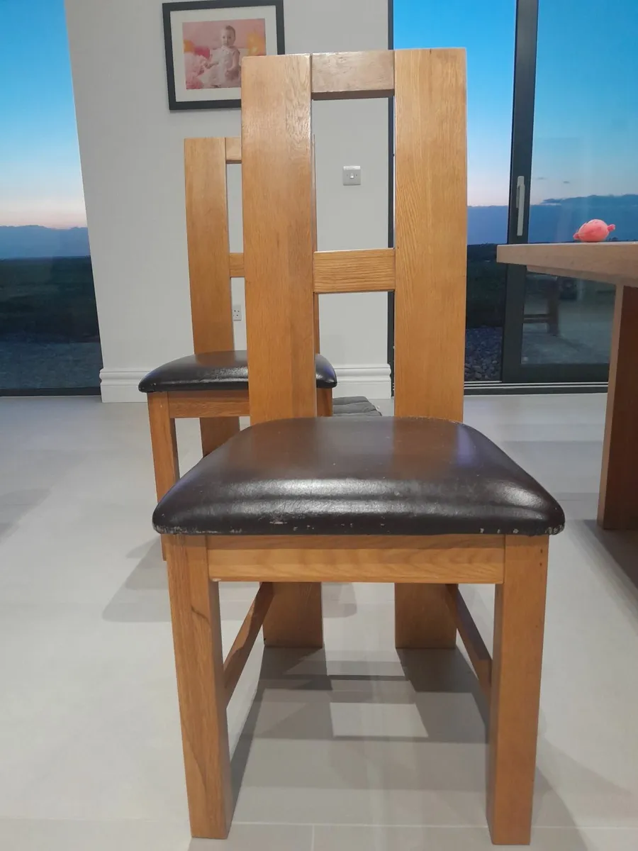 6 Solid Oak Dining Chairs - Image 1