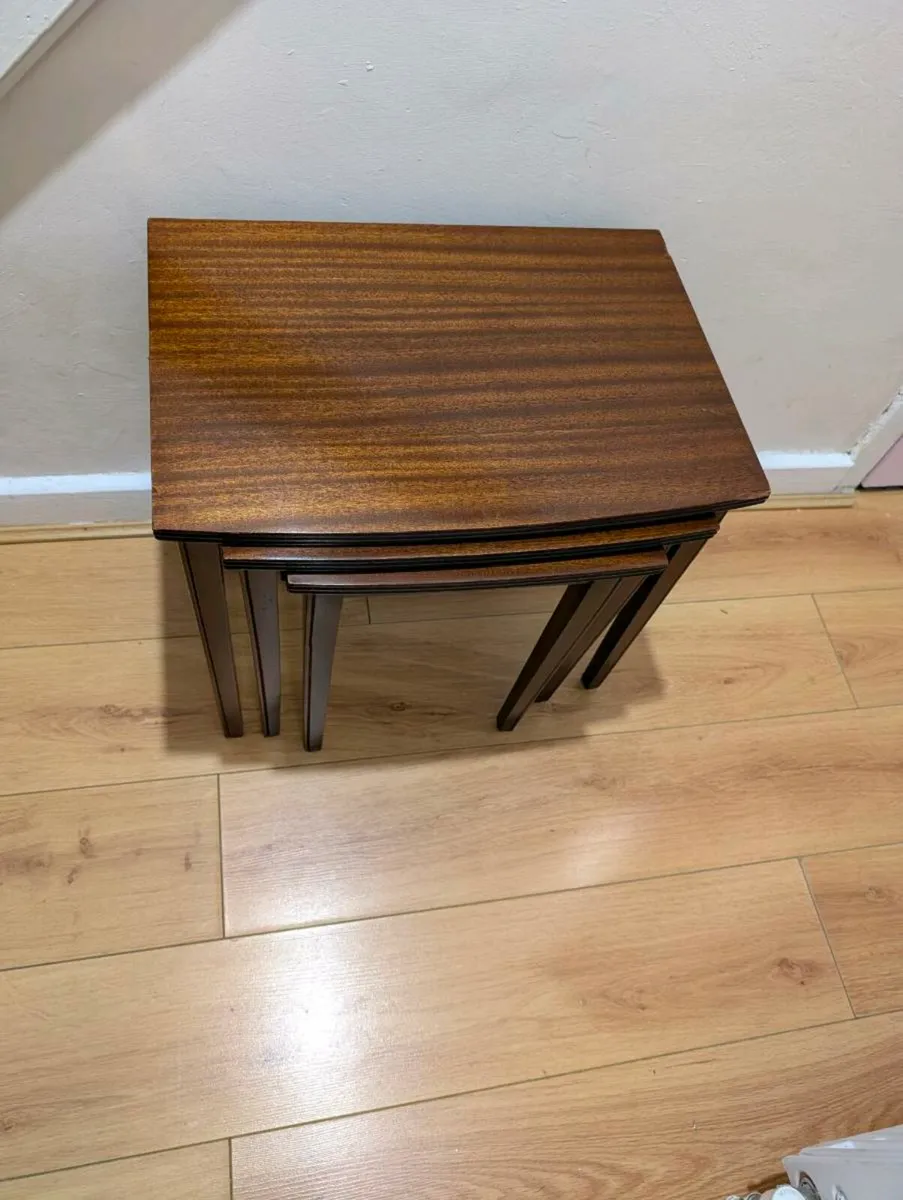 VINTAGE MAHOGANY VENEER NESTING TABLES - Image 2