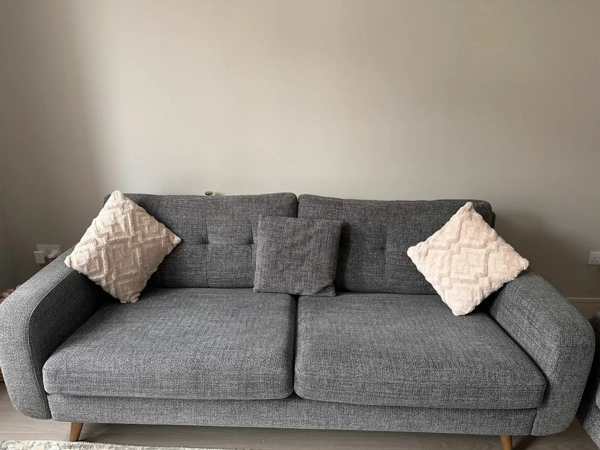Charcoal 3 + 2 Seater Sofa Set + Footstool - Image 2