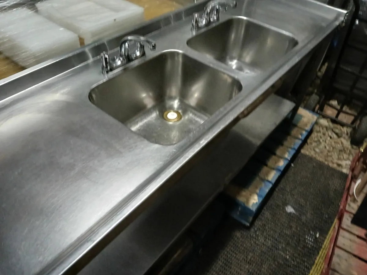 Stainless steel cabbinet double sink unit complete - Image 2