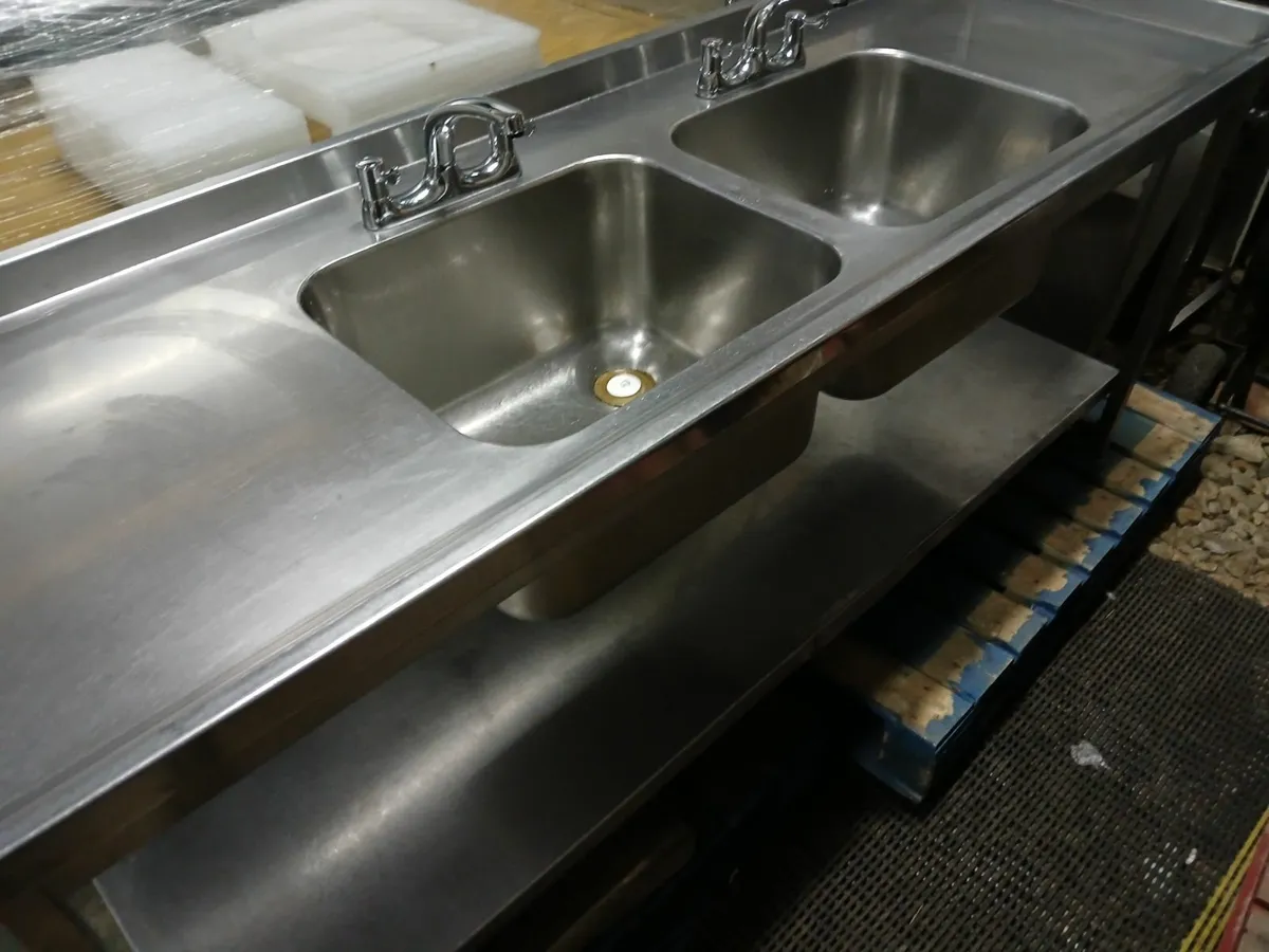 Stainless steel cabbinet double sink unit complete - Image 3