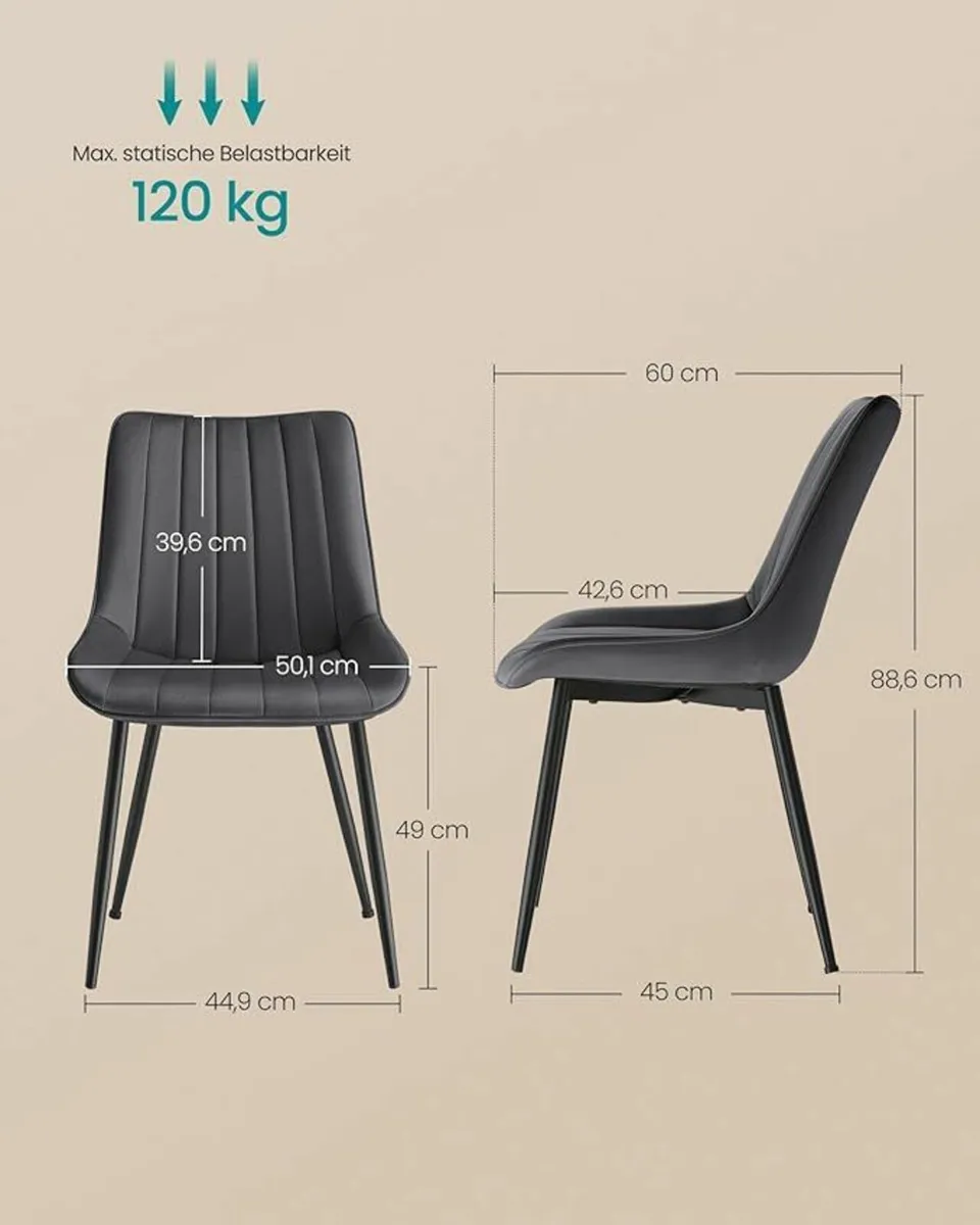 Set of 4 Velvet Dining Chairs Forest Green, Camel - Image 4