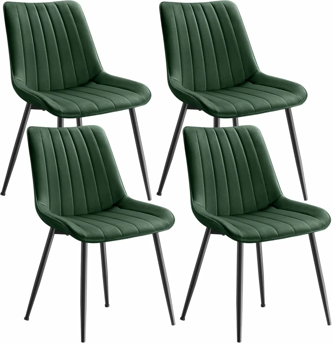 Set of 4 Velvet Dining Chairs Forest Green, Camel - Image 1
