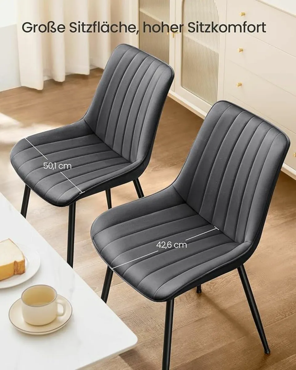 Set of 4 Velvet Dining Chairs Forest Green, Camel - Image 4