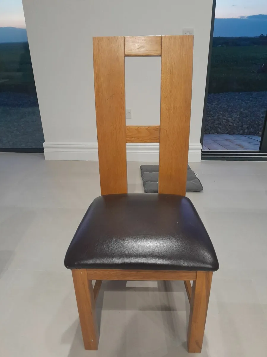 6 Solid Oak Dining Chairs - Image 4