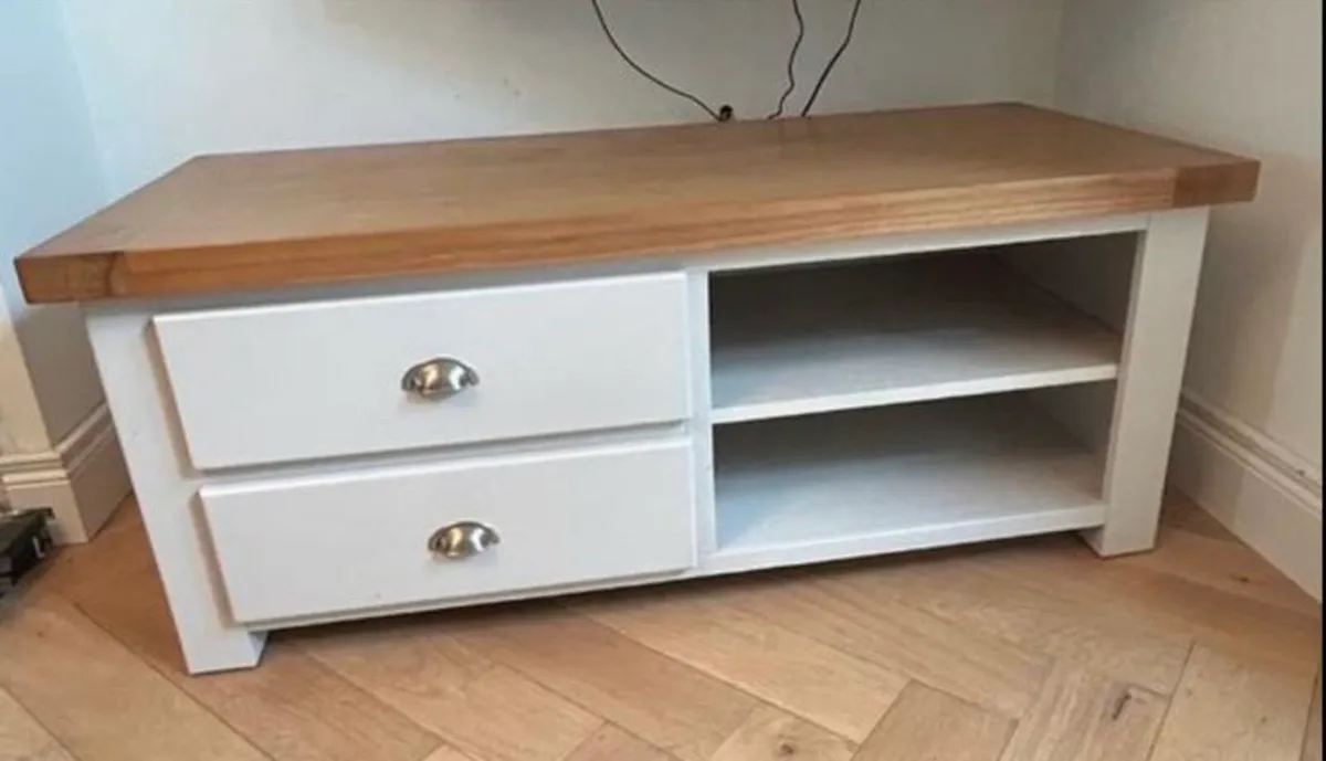 Grey solid wood TV cabinet