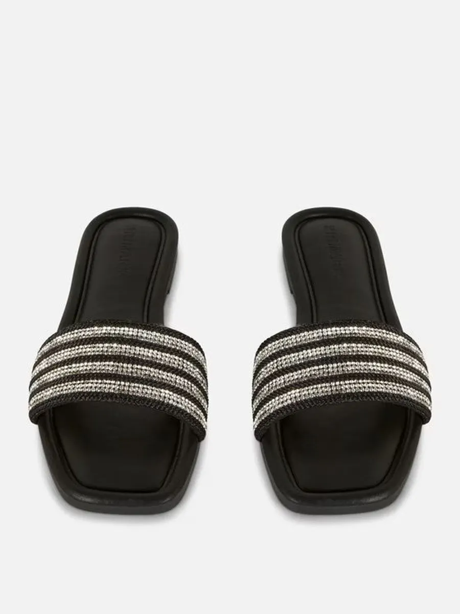BRAND NEW Black Diamante Sandals: Size 5 - Image 1