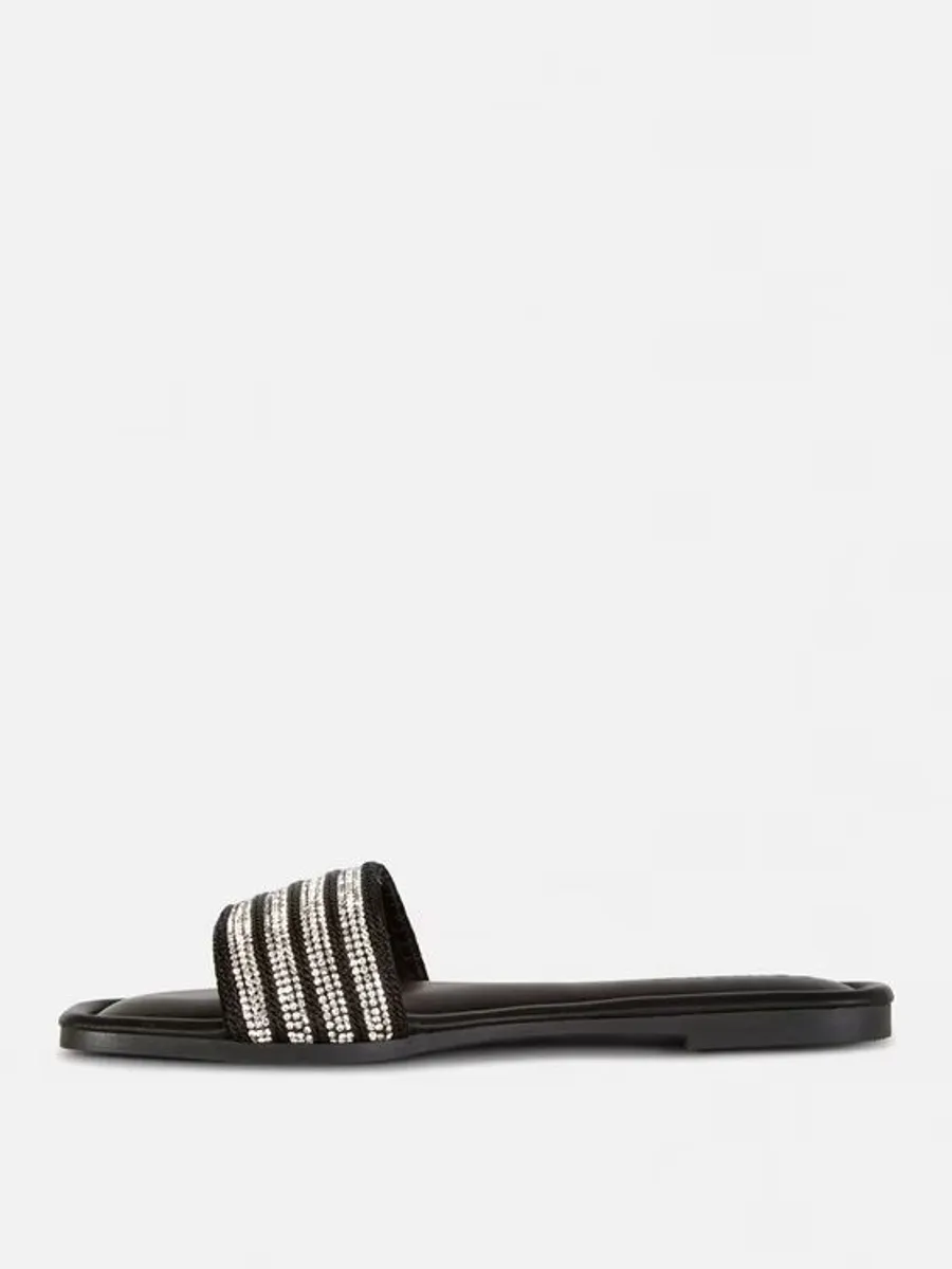 BRAND NEW Black Diamante Sandals: Size 5 - Image 3