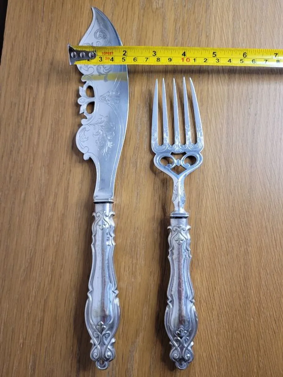 Vintage English silver plate Fish Knife and Fork - Image 3