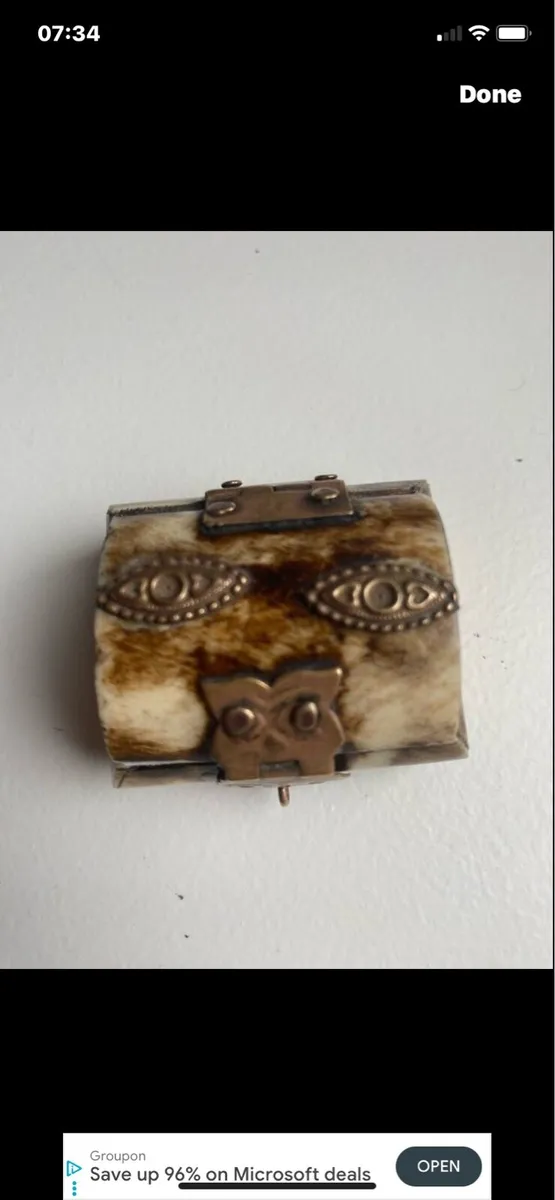 Vintage Bone& Brass Ring/ Jewellery Box - Image 2