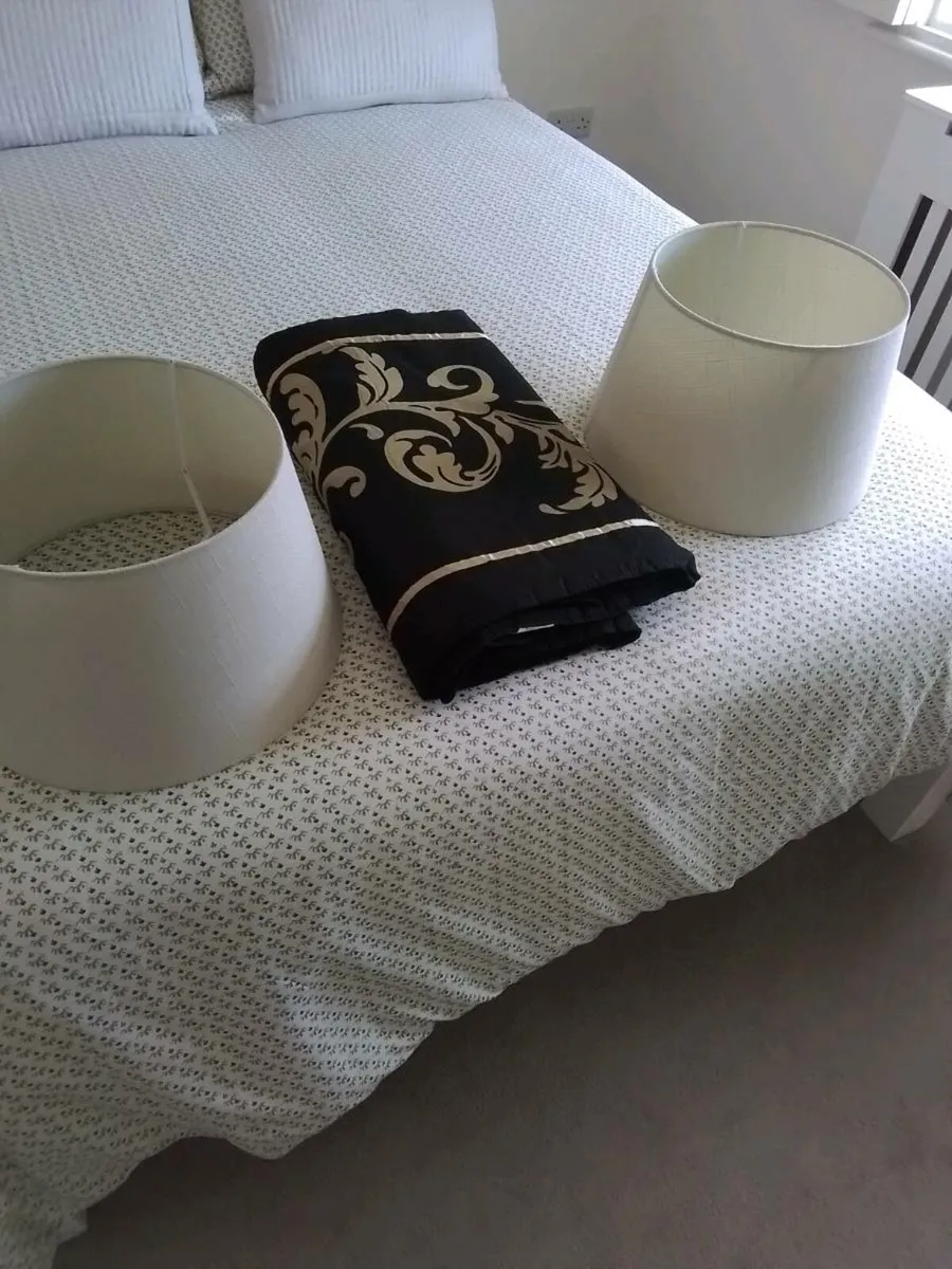 Ceiling/lamp shades and bed runner
