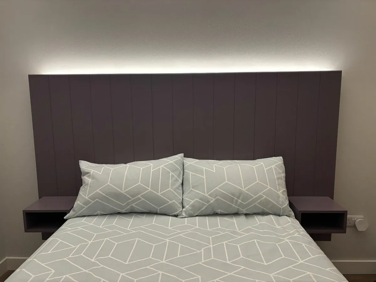 Double Bed Headboard with Built-In Side Tables - Image 2